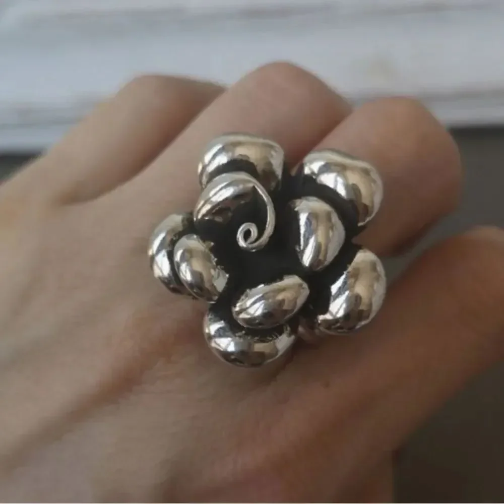 The Antique inspired oversized flower ring adjustable